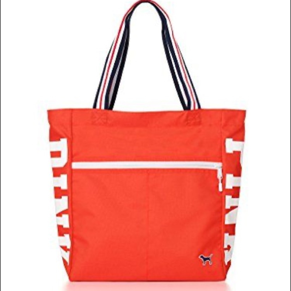 Victoria's Secret PINK Zip Tote Neon Coral VS PINK